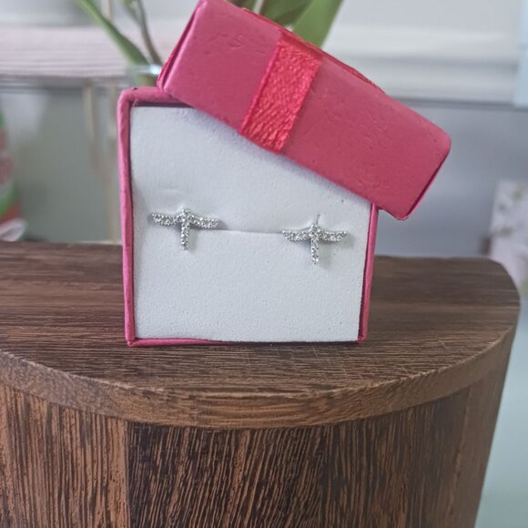 Silver CZ Dragonfly Earrings - Picture 5 of 5